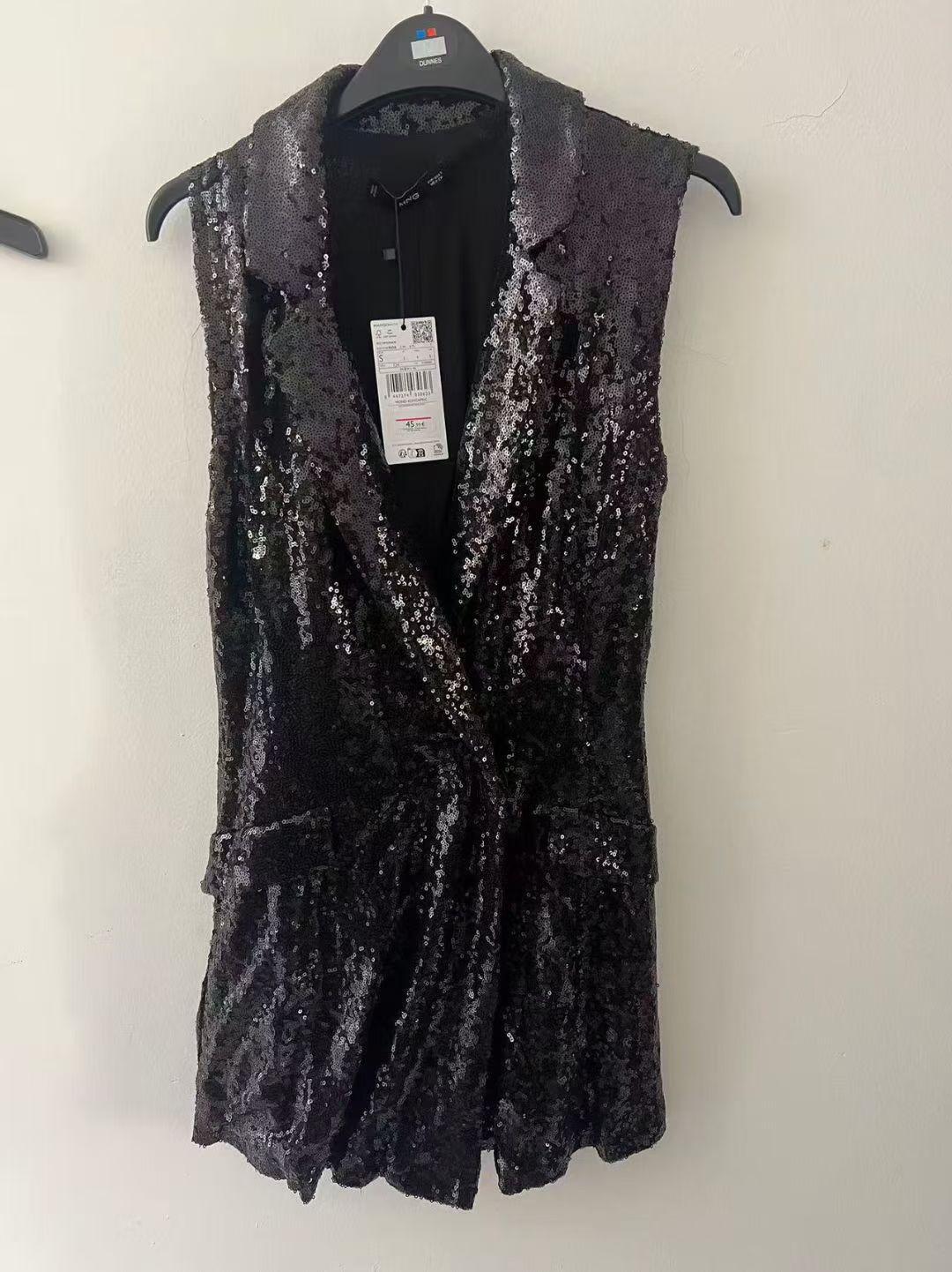 D082601#Womens collared sequin jumpsit